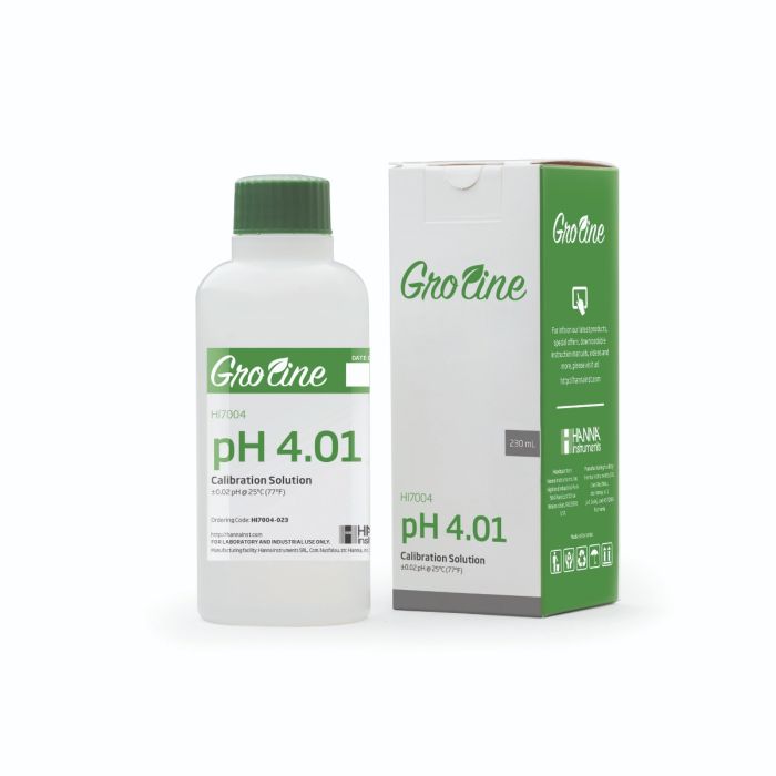 GroLine pH 4.01 Calibration Buffer (230 mL) – HI7004-023