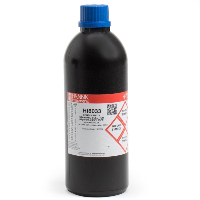 HI8033L 84 µS/cm Conductivity Standard in FDA Bottle (500mL)