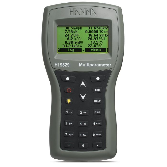 HI9829, Logging with pH/ORP, EC, DO, 4 meter probe, carrying case, 230V [HI9829-02042]